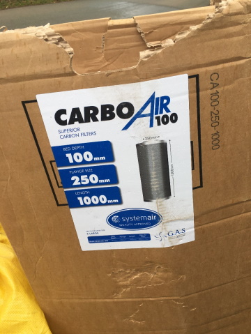 hilderstone flytipping - cardboard packing with Carbo Air 100 on it
