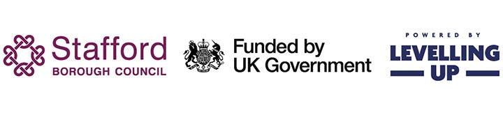 Stafford Borough Council, UK Government Funding and Levelling Up Fund logo