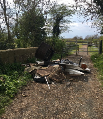 Meretown dumped waste, old carpets, table, bin bags containing household rubbish