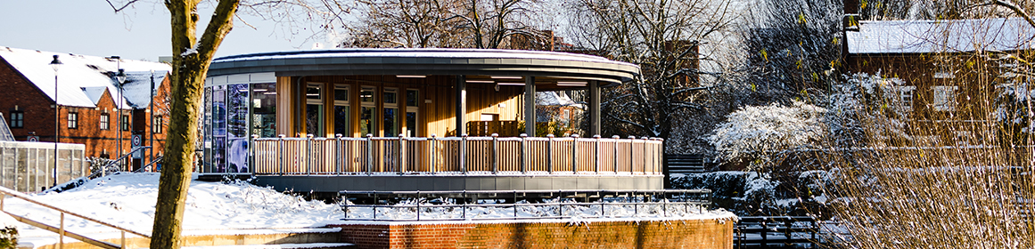 Alberts Cafe in Victoria Park in the snow