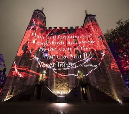 light projection on building