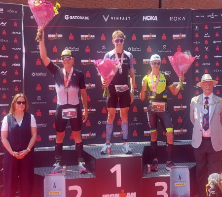 Ironman podium showing 1st 2nd and 3rd places