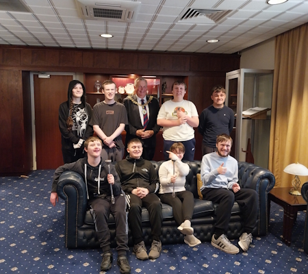 Teenagers with Mayor of Stafford