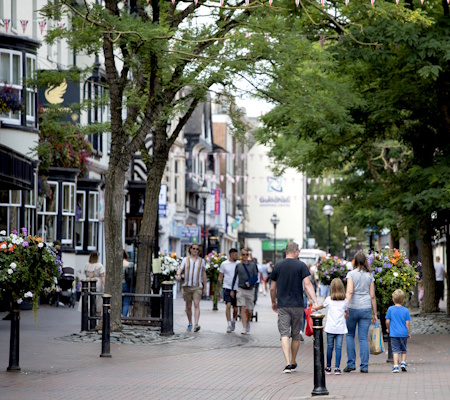 People walking through Stafford Town